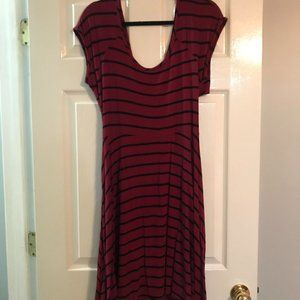 Maroon and Black Striped Dress